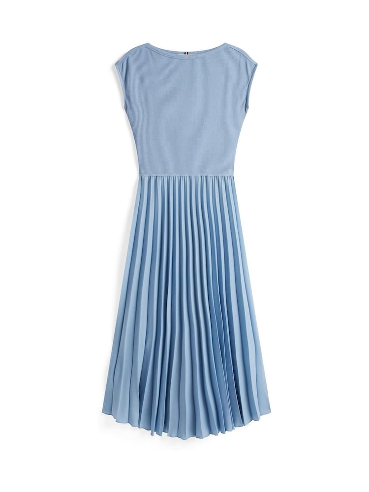 Tommy Hilfiger Blue Pleated Fit And Flare Maxi Dress - Image 5 of 5