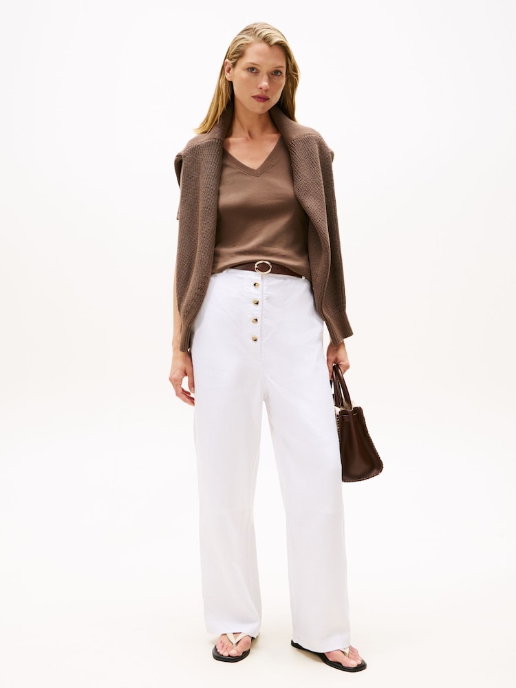 Tommy Hilfiger Brown Slim V-Neck T-Shirt - Image 2 of 5 Tommy Hilfiger Brown Slim V-Neck T-Shirt - Image 2 of 5