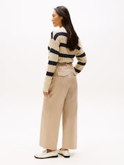 Tommy Hilfiger Brown Pressed Wide Leg Ankle Trousers - Image 2 of 6