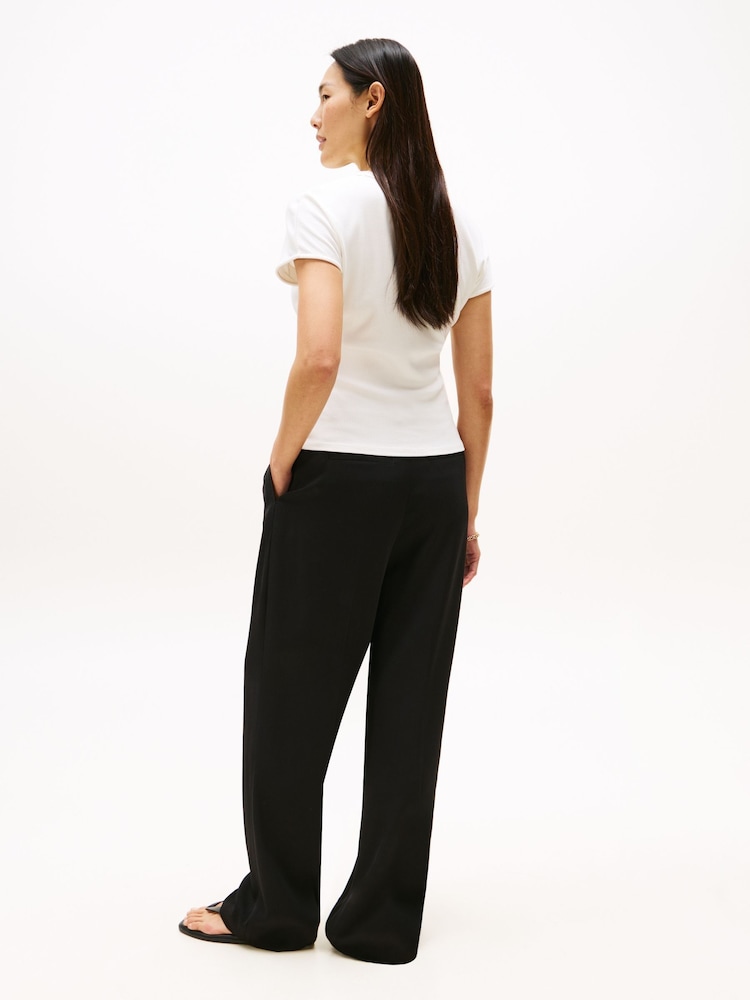 Tommy Hilfiger White Cap Sleeve Slim Crew Neck T-Shirt - Image 2 of 5