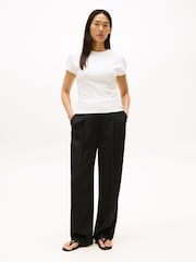 Tommy Hilfiger White Cap Sleeve Slim Crew Neck T-Shirt - Image 3 of 5
