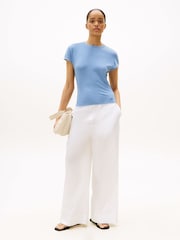Tommy Hilfiger Blue Cap Sleeve Slim Crew Neck T-Shirt - Image 3 of 5
