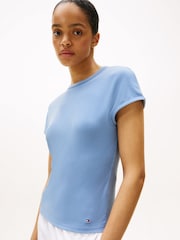Tommy Hilfiger Blue Cap Sleeve Slim Crew Neck T-Shirt - Image 4 of 5