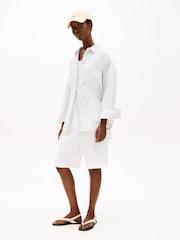 Tommy Hilfiger White Oversized Fit Linen Shirt - Image 3 of 5