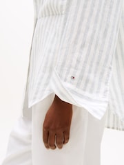 Tommy Hilfiger White Oversized Fit Linen Shirt - Image 4 of 5