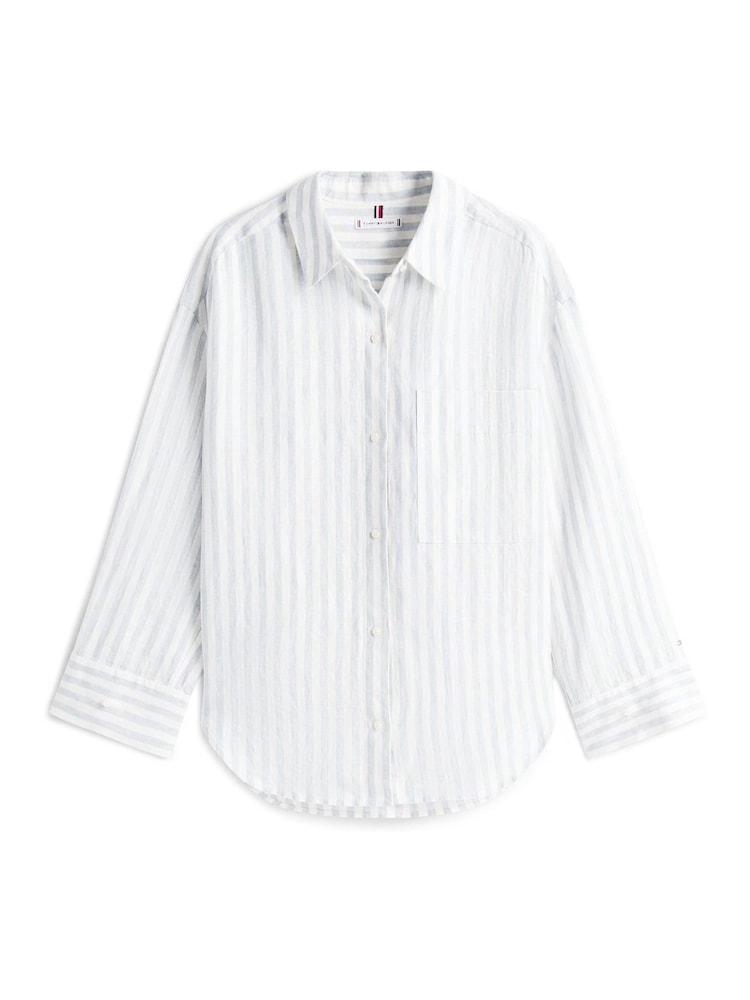 Tommy Hilfiger White Oversized Fit Linen Shirt - Image 5 of 5
