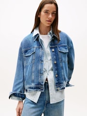 Tommy Hilfiger Blue Oversized Short Denim Jacket - Image 1 of 5