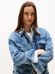 Tommy Hilfiger Blue Oversized Short Denim Jacket - Image 4 of 5