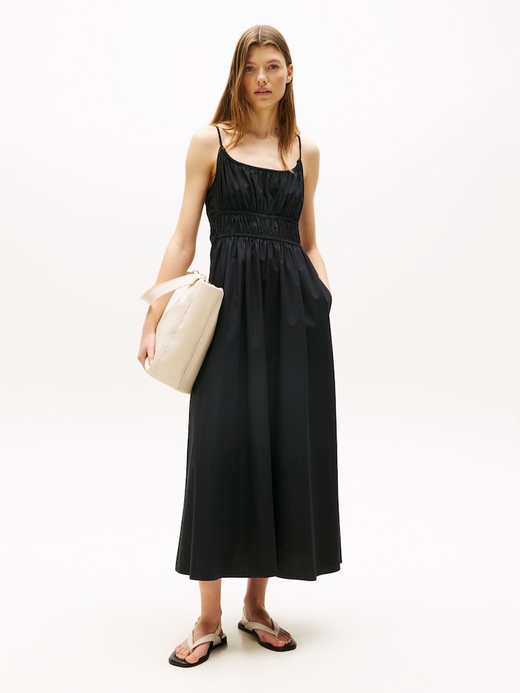 Tommy Hilfiger Black Smock Scoop Neck Maxi Dress - Image 1 of 5