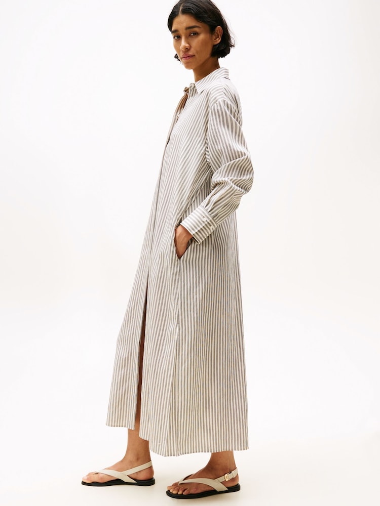 Womens Tommy Hilfiger Natural Oversized Maxi Shirt Dress S-M (US 4-10) Womens Tommy Hilfiger Natural Oversized Maxi Shirt Dress S-M (US 4-10)