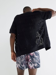 River Island Black Palm Print Swim Shorts - Image 2 of 4