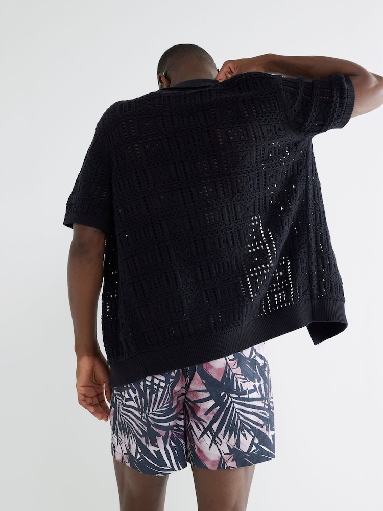 River Island Black Palm Print Swim Shorts - Image 2 of 4 River Island Black Palm Print Swim Shorts - Image 2 of 4