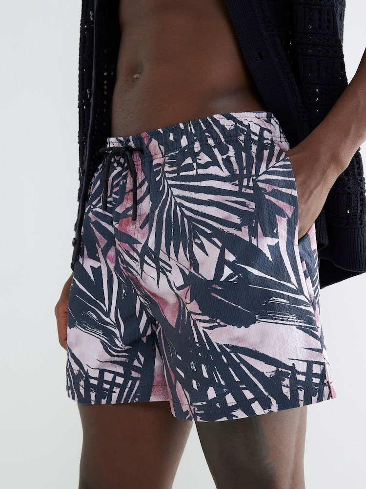 River Island Black Palm Print Swim Shorts - Image 4 of 4 River Island Black Palm Print Swim Shorts - Image 4 of 4