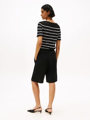 Tommy Hilfiger Black Linen Blend Slim Tailored Shorts - Image 2 of 5