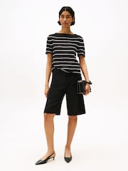 Tommy Hilfiger Black Linen Blend Slim Tailored Shorts - Image 3 of 5