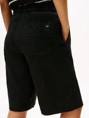 Tommy Hilfiger Black Linen Blend Slim Tailored Shorts - Image 4 of 5