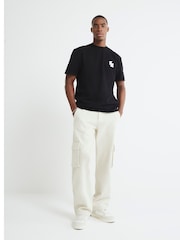 River Island Natural Loose 100% Cotton Cargo Jeans - Image 1 of 4