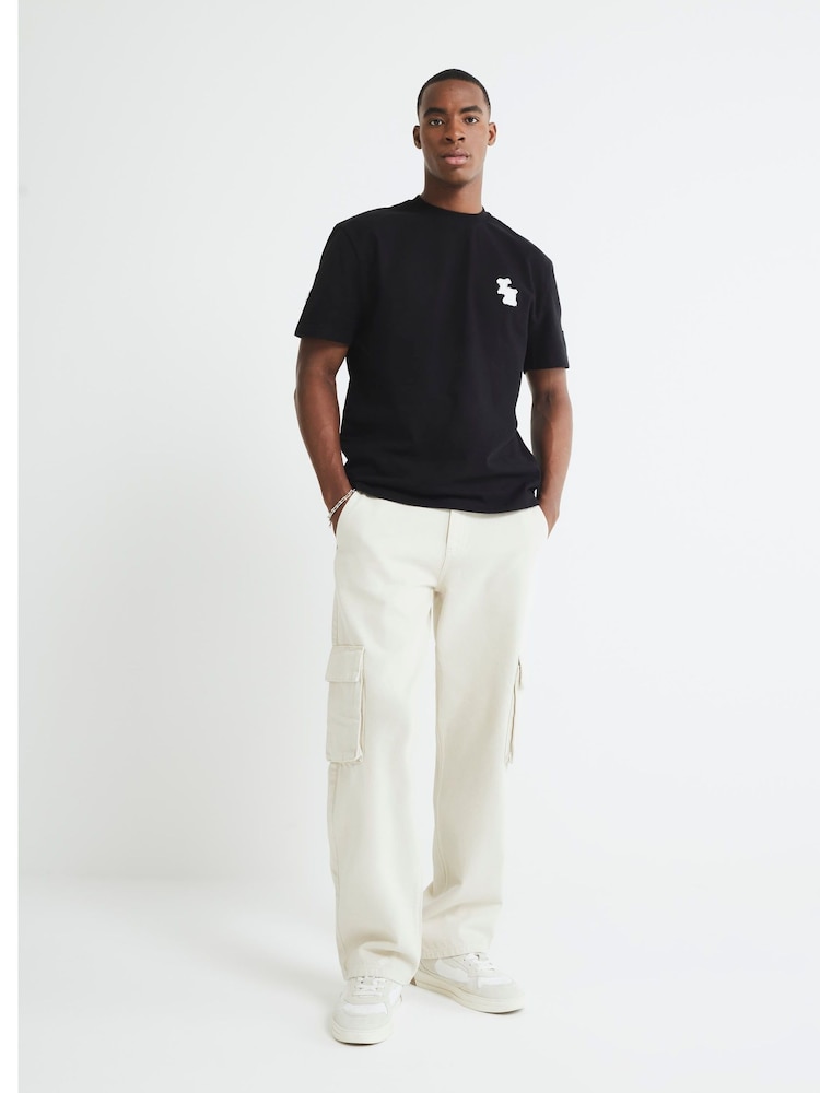 River Island Natural Loose 100% Cotton Cargo Jeans - Image 1 of 4