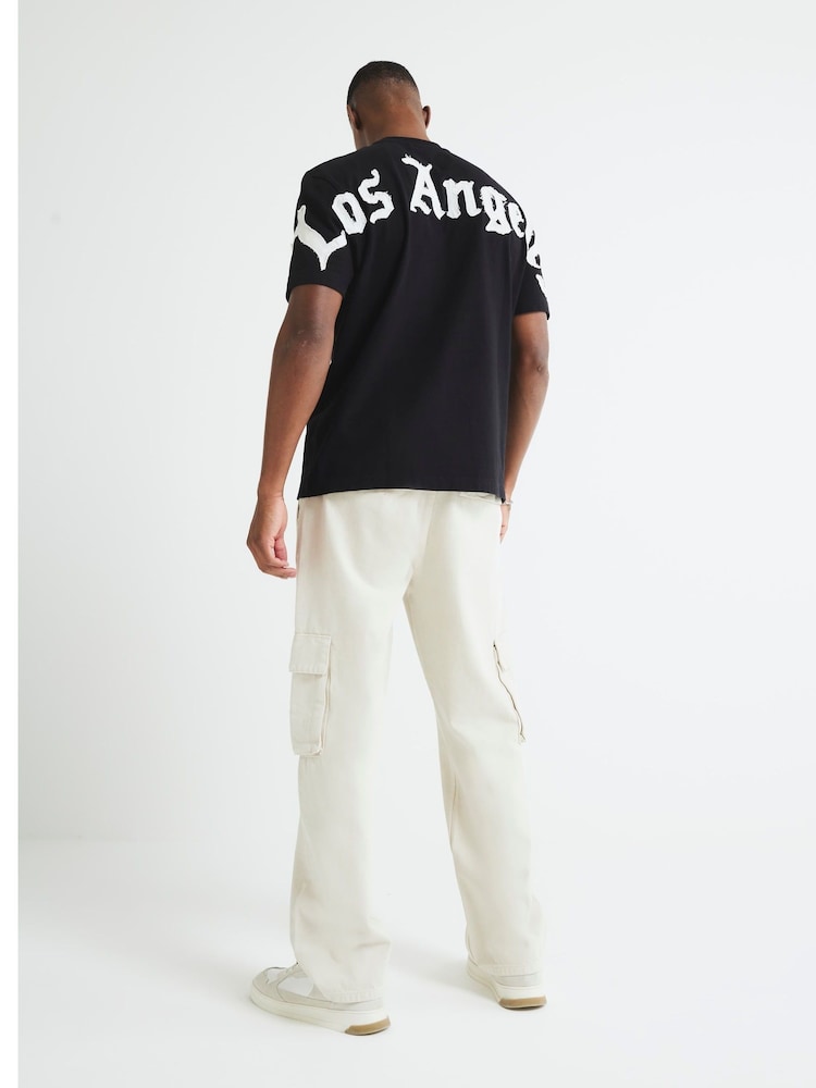 River Island Natural Loose 100% Cotton Cargo Jeans - Image 2 of 4