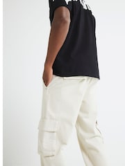 River Island Natural Loose 100% Cotton Cargo Jeans - Image 3 of 4