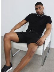 River Island Black Belted Core Decal Chino Shorts - Image 1 of 6