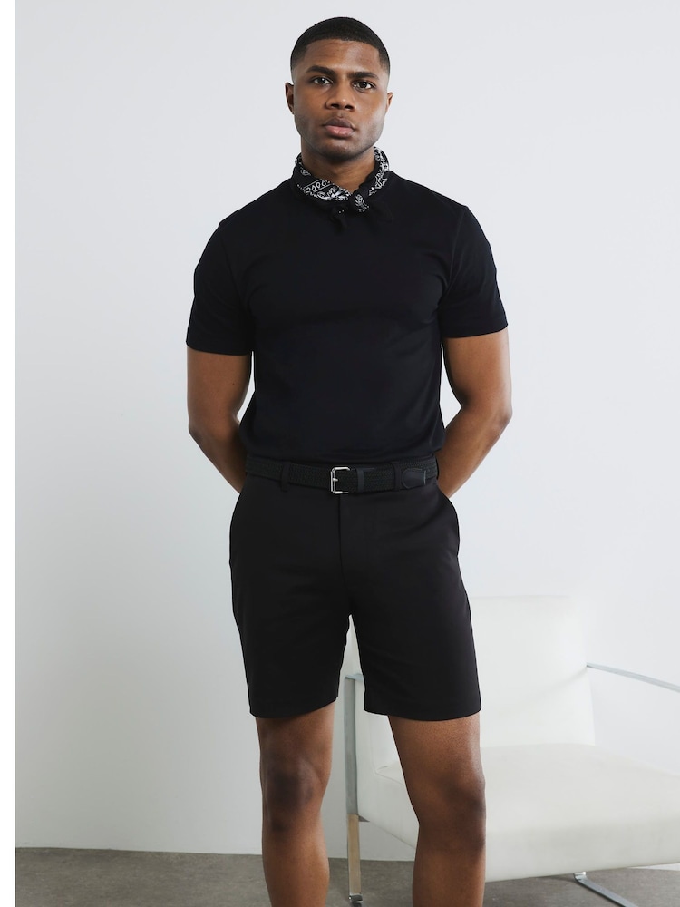 River Island Black Belted Core Decal Chino Shorts - Image 2 of 6