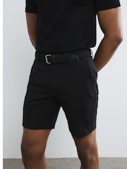 River Island Black Belted Core Decal Chino Shorts - Image 4 of 6