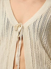 Creme - PIECES Long Sleeve Crochet Cardigan - Imagem 2 de 3