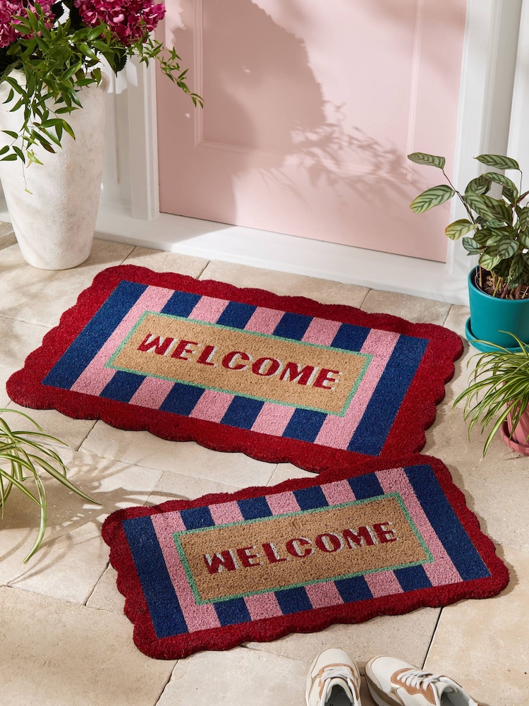 Multi Welcome Scallop Doormat - Image 1 of 4 Multi Welcome Scallop Doormat - Image 1 of 4