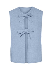 PIECES Blue Tie Front Sleeveless Knitted Vest - Image 1 of 2