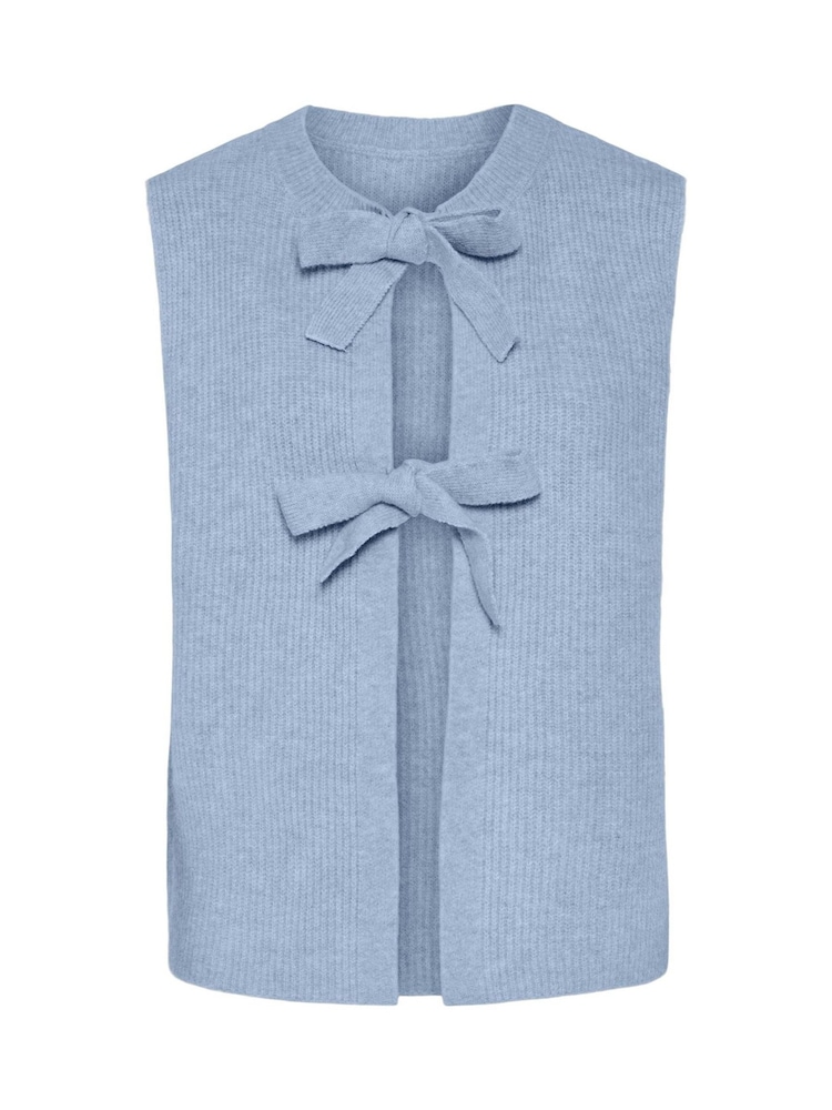 PIECES Blue Tie Front Sleeveless Knitted Vest - Image 1 of 2