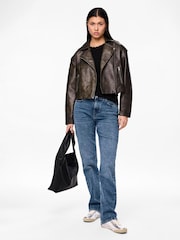 PIECES Blue Mid Rise Straight Leg Jeans - Image 1 of 6
