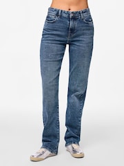 PIECES Blue Mid Rise Straight Leg Jeans - Image 2 of 6