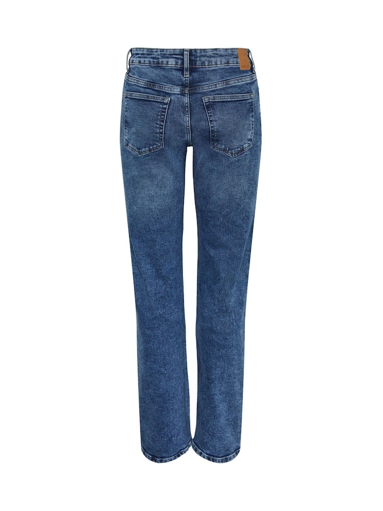 PIECES Blue Mid Rise Straight Leg Jeans - Image 6 of 6