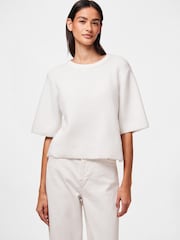 PIECES White Short Sleeve Round Neck Knitted Top - Image 1 of 3
