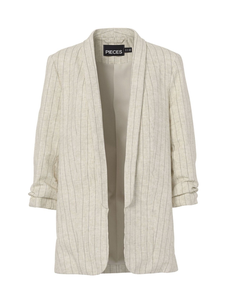 Creme - Blazer de manga franzida relaxado PIECES - Imagem 1 de 2