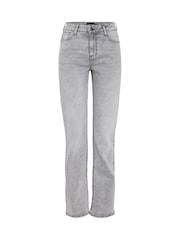 PIECES Grey Mid Rise Straight Leg Jeans - Image 4 of 5