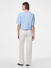PIECES Blue Short Sleeve Round Neck Knitted Top - Image 3 of 4
