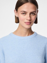 PIECES Blue Short Sleeve Round Neck Knitted Top - Image 4 of 4