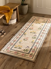 Floral Border Jute Runner - Imaginea 1 din 5