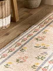 Floral Border Jute Runner - Imaginea 2 din 5