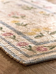 Floral Border Jute Runner - Imaginea 3 din 5