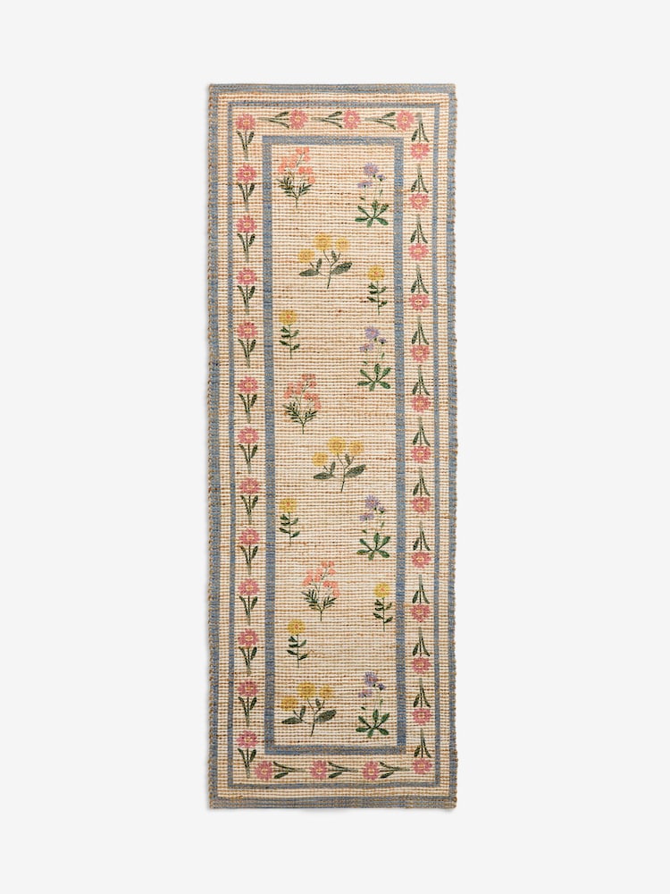 Floral Border Jute Runner - Imaginea 5 din 5