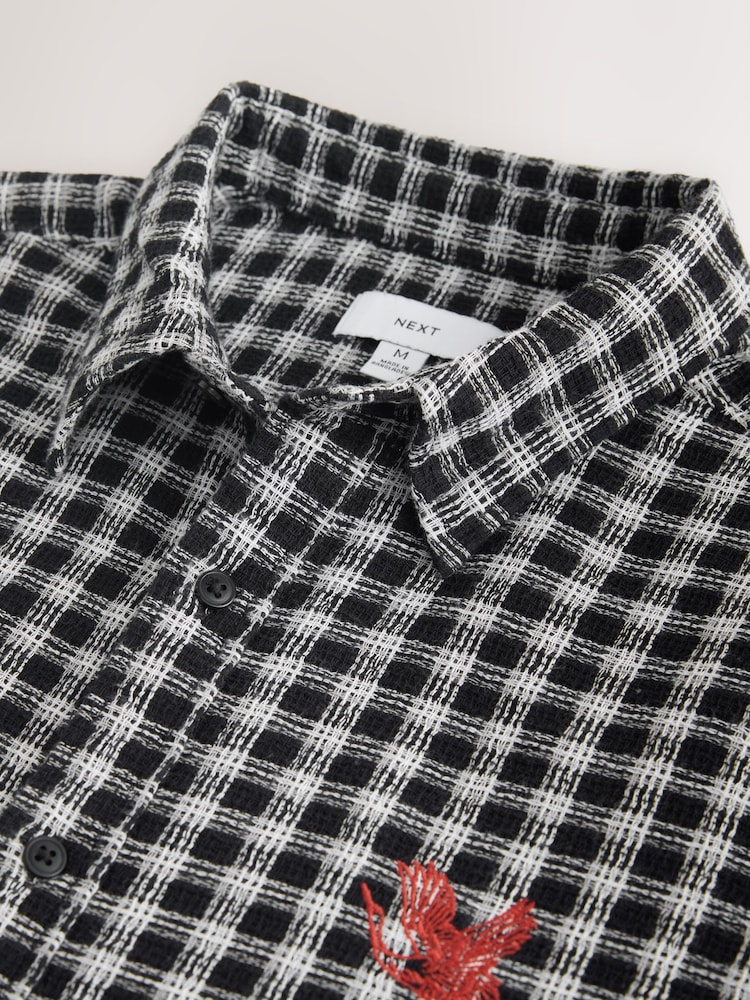 Blue Micro Check Long Sleeve Shirt - Image 2 of 3