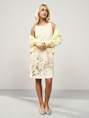 Ecru White Placement Floral - Dress curto com decote nas costas e Linen - Imagem 1 de 8