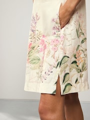 Ecru White Placement Floral - Dress curto com decote nas costas e Linen - Imagem 4 de 8