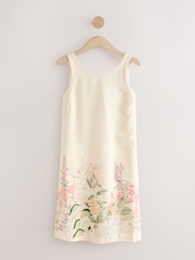 Ecru White Placement Floral - Dress curto com decote nas costas e Linen - Imagem 6 de 8