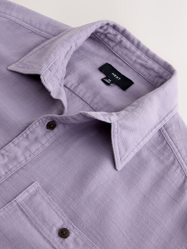 Violet - Textured Twin Pocket Long Sleeve Shirt - Imaginea 8 din 8 Violet - Textured Twin Pocket Long Sleeve Shirt - Imaginea 8 din 8