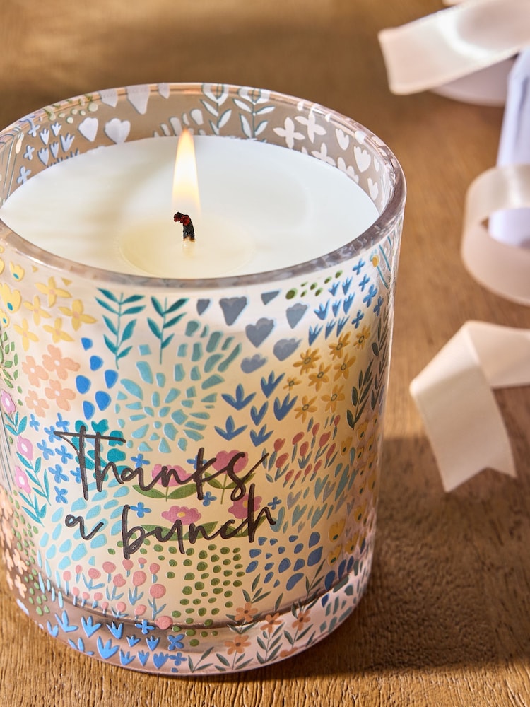 Apricot Blossom Pink Floral Thank you Candle - Image 2 of 3