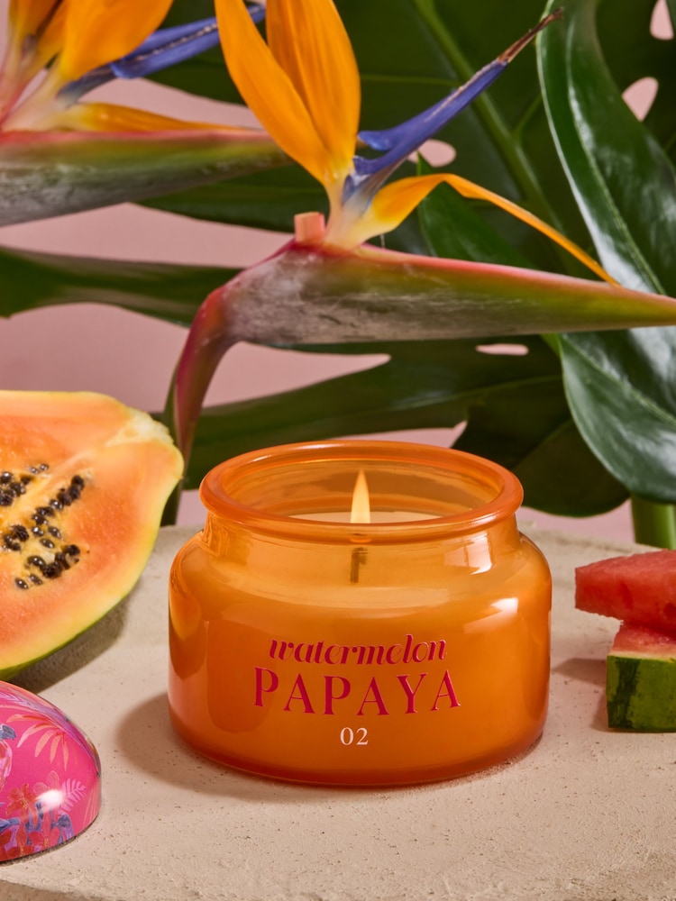 Watermelon Papaya Tropical Floral 1 Wick Candle - Image 1 of 3